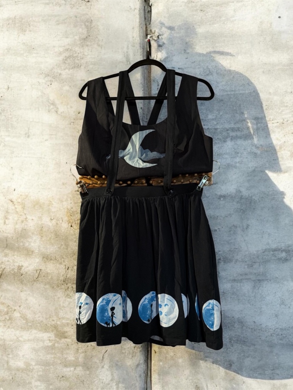 Coraline Button Moon Suspender skirt & moon phase top